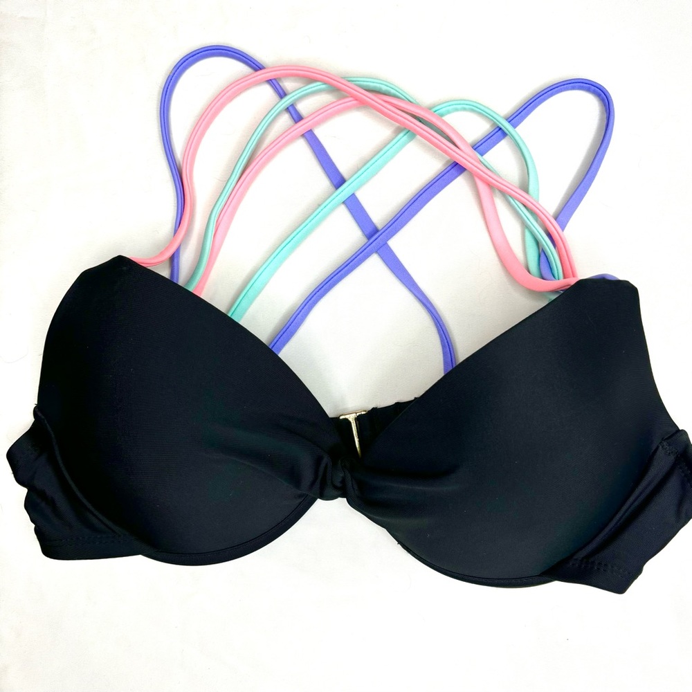 Black strappy bikini top size medium